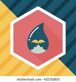 Environmental protection concept flat icon with long shadow,eps10; Conserve water, protect the environment.