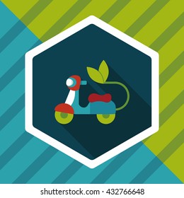 Environmental protection concept flat icon with long shadow,eps10; Reduce riding a motorcycle, reduce air pollution