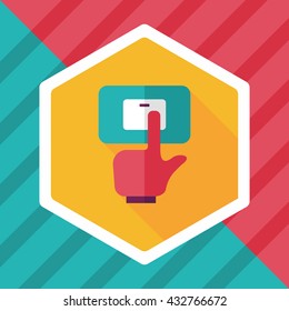 Environmental protection concept flat icon with long shadow,eps10; Saving energy, turning off lights