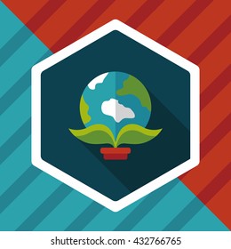 Environmental protection concept flat icon with long shadow,eps10; Protect our environment, protect our planet