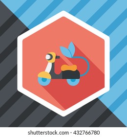 Environmental protection concept flat icon with long shadow,eps10; Reduce riding a motorcycle, reduce air pollution