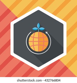 Environmental protection concept flat icon with long shadow,eps10; Protect our environment, protect our planet