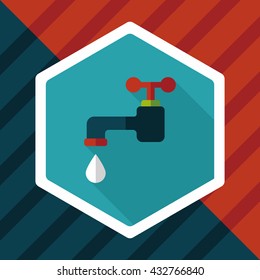 Environmental protection concept flat icon with long shadow,eps10; Conserve water, protect the environment.