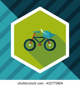 Environmental protection concept flat icon with long shadow,eps10; More cycling to reduce emissions