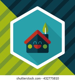 Environmental protection concept flat icon with long shadow,eps10; greenhouses; green house