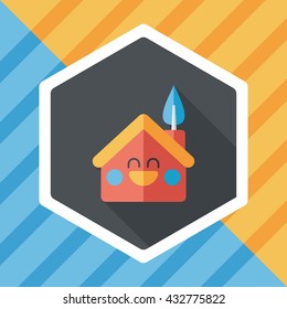 Environmental protection concept flat icon with long shadow,eps10; greenhouses; green house