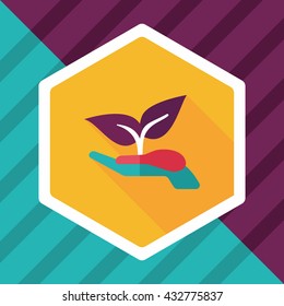 Environmental protection concept flat icon with long shadow,eps10; Protect our forests and ecological plant.