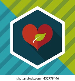 Environmental protection concept flat icon with long shadow,eps10; Sincerely protect our environment; heart concept