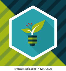 Environmental protection concept flat icon with long shadow,eps10; Saving energy, turning off lights