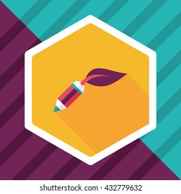 Environmental protection concept flat icon with long shadow,eps10; Decomposable pencil; Environmentally friendly materials pencil
