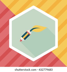 Environmental protection concept flat icon with long shadow,eps10; Decomposable pencil; Environmentally friendly materials pencil