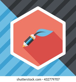 Environmental protection concept flat icon with long shadow,eps10; Decomposable pencil; Environmentally friendly materials pencil