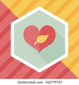 Environmental protection concept flat icon with long shadow,eps10; Sincerely protect our environment; heart concept