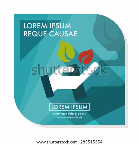 Environmental protection concept flat icon with long shadow,eps10; Sincerely protect our environment; saving energy to protect our home