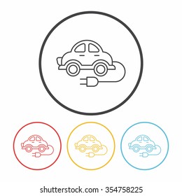 Environmental protection concept green car line icon