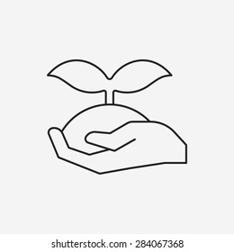 Environmental protection concept; protect forests and ecological plant line icon