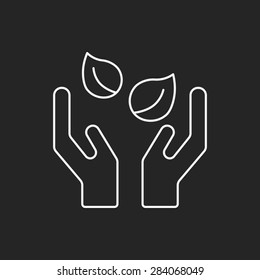Environmental protection concept; protect forests and ecological plant line icon