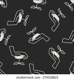 Environmental protection concept; Protect our forests and ecological plant; doodle seamless pattern background