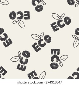 Environmental protection concept; Protect our forests and ecological plant; doodle seamless pattern background