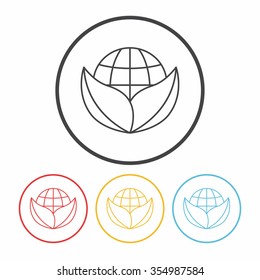 Environmental protection concept protect our planet line icon
