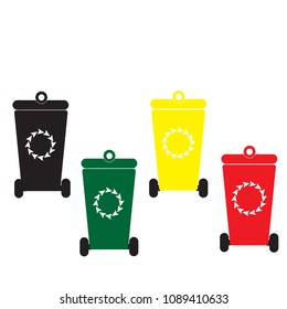 Environmental protection concept recycled garbage icon, Wheelie bin icon set.