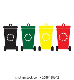 Environmental protection concept recycled garbage icon, Wheelie bin icon set.