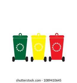 Environmental protection concept recycled garbage icon, Wheelie bin icon set.