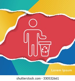 Environmental protection concept recycled garbage line icon