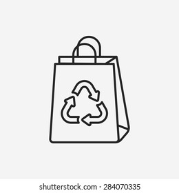 Environmental protection concept recycled shopping bag line icon