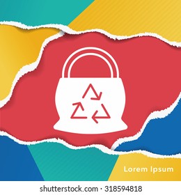 Environmental protection concept recycled shopping bag icon