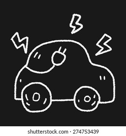 Environmental protection concept; Reduce the use of gasoline, reduce air pollution; Electric Car; doodle