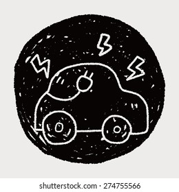 Environmental protection concept; Reduce the use of gasoline, reduce air pollution; Electric Car; doodle