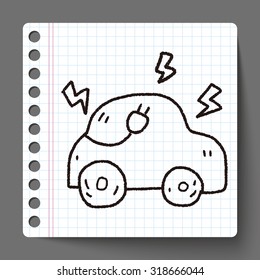 Environmental protection concept; Reduce the use of gasoline, reduce air pollution; Electric Car; doodle