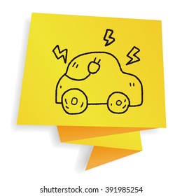 Environmental protection concept; Reduce the use of gasoline, reduce air pollution; Electric Car; doodle
