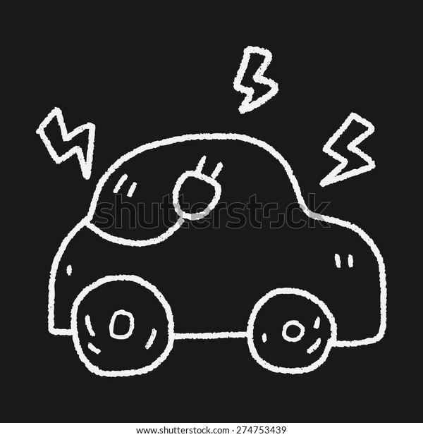 Environmental protection\
concept; Reduce the use of gasoline, reduce air pollution; Electric\
Car; doodle