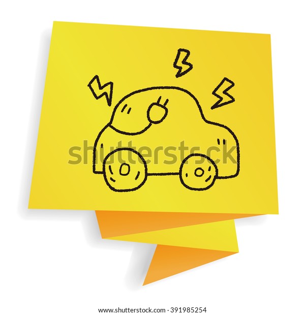 Environmental protection\
concept; Reduce the use of gasoline, reduce air pollution; Electric\
Car; doodle
