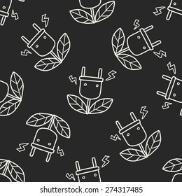 Environmental protection concept; Saving energy to protect our environment; doodle seamless pattern background
