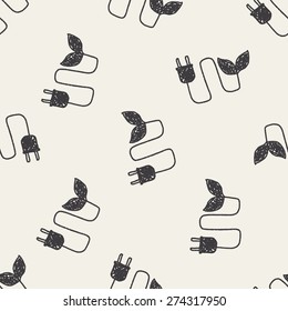 Environmental protection concept; Saving energy to protect our environment; doodle seamless pattern background