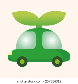 Environmental protection concept theme elements; Reduce the use of gasoline, reduce air pollution; Electric Car; walk or take the public transportation