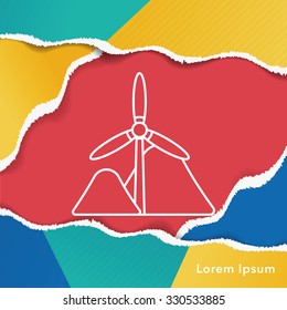 Environmental protection concept wind energy line icon