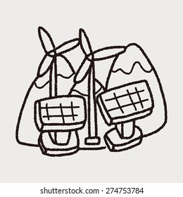 Environmental protection concept;wind energy; saving energy; renewable energy; doodle