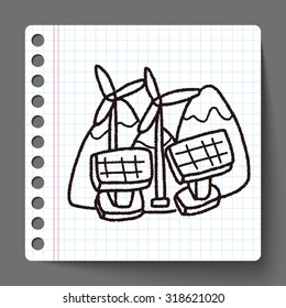 Environmental protection concept;wind energy; saving energy; renewable energy; doodle