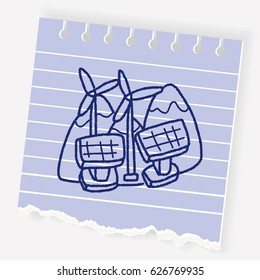 Environmental protection concept;wind energy; saving energy; renewable energy; doodle