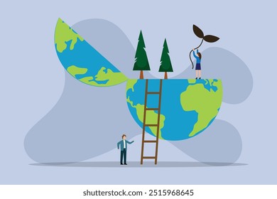 Environmental protection. Ecological movement 2d flat vector illustration