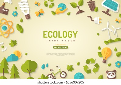 Environmental protection, ecology concept horizontal banner in flat style. Vector illustration