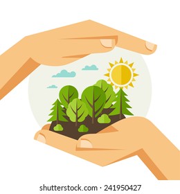 Environmental Protection, Ecology Concept Illustration In Flat Style.