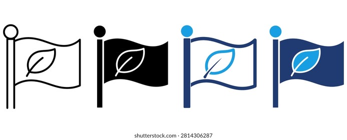 Environmental Protection Flag icon collections. Containing Eco, Bio, Clean Energy, Recycle and more icons.