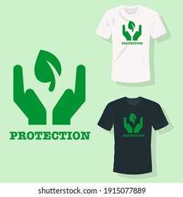 environmental protection with green hands protection leaf T shirt clothing fashion design
