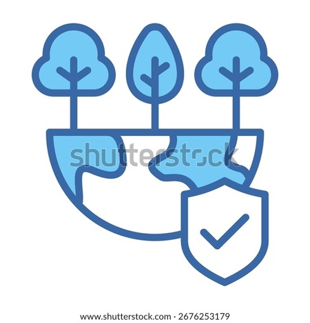 Environmental Protection Icon Blue Vector Illustration