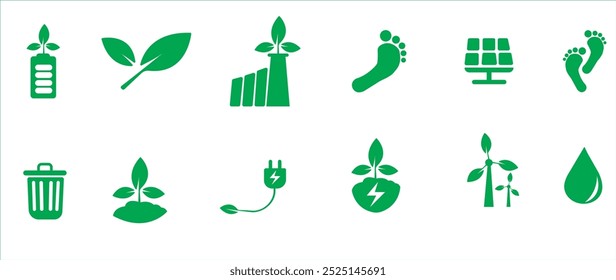 Conjunto de iconos de protección ambiental. Iconos de protección del medio ambiente Ilustración vectorial. Energía, iconos del ecosistema